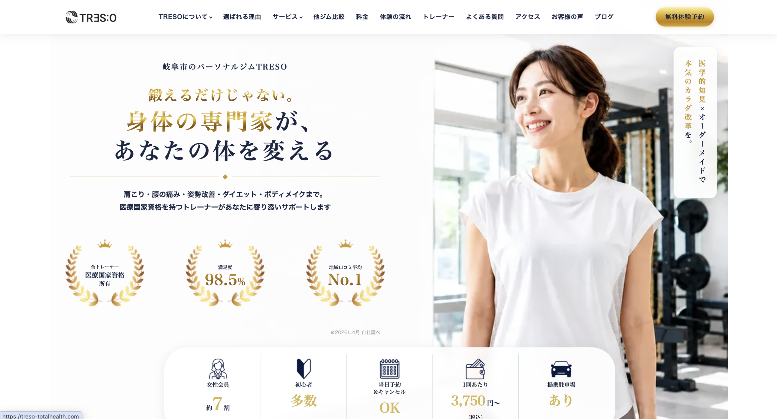 パーソナルジムTRESO（トレソ）の店内